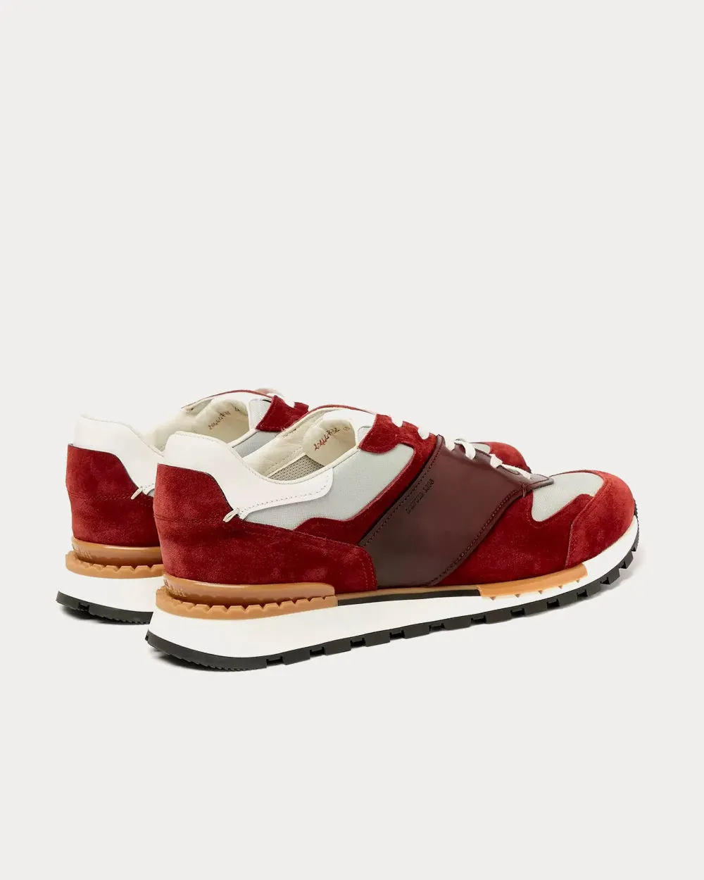 Run Track Leather Suede and Nylon Burgundy Low Top Sneakers