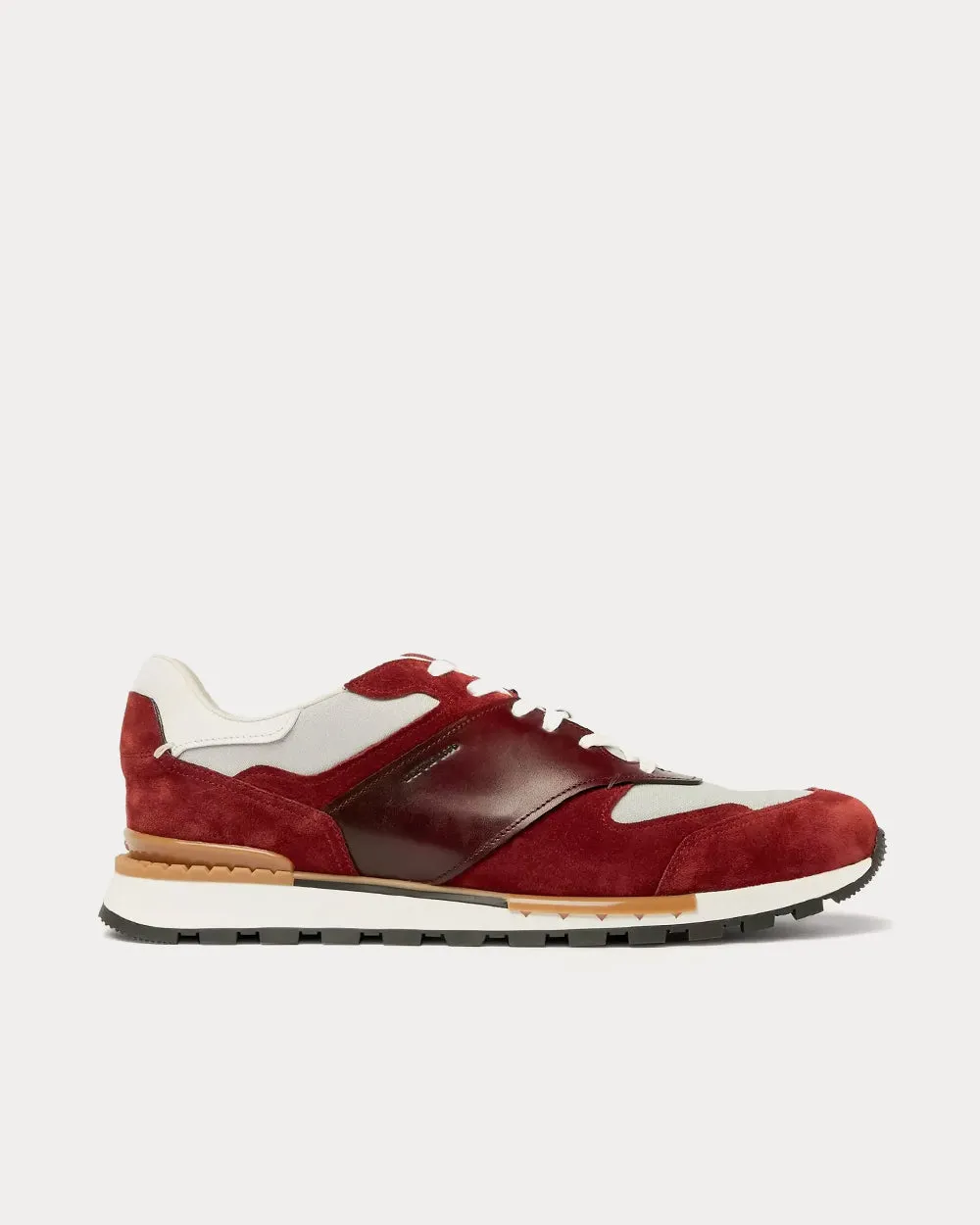 Run Track Leather Suede and Nylon Burgundy Low Top Sneakers