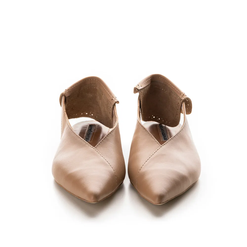 Sea Salt beige leather ballerinas