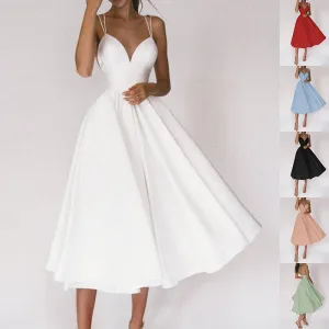 Sexy V-neck Suspender Dress Summer Fashion A-Line Long Dresses For Women Sexy V-neck Suspender Dress Summer Fashion A-Line Long Dresses For Women