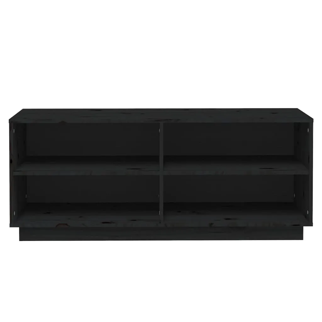 Shoe Cabinet Black 110x34x45 cm Solid Wood Pine