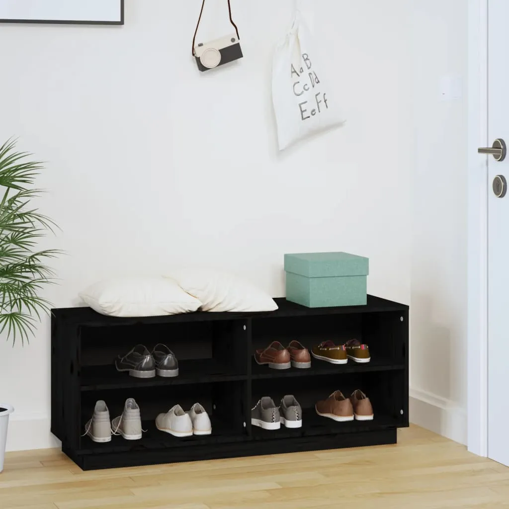 Shoe Cabinet Black 110x34x45 cm Solid Wood Pine