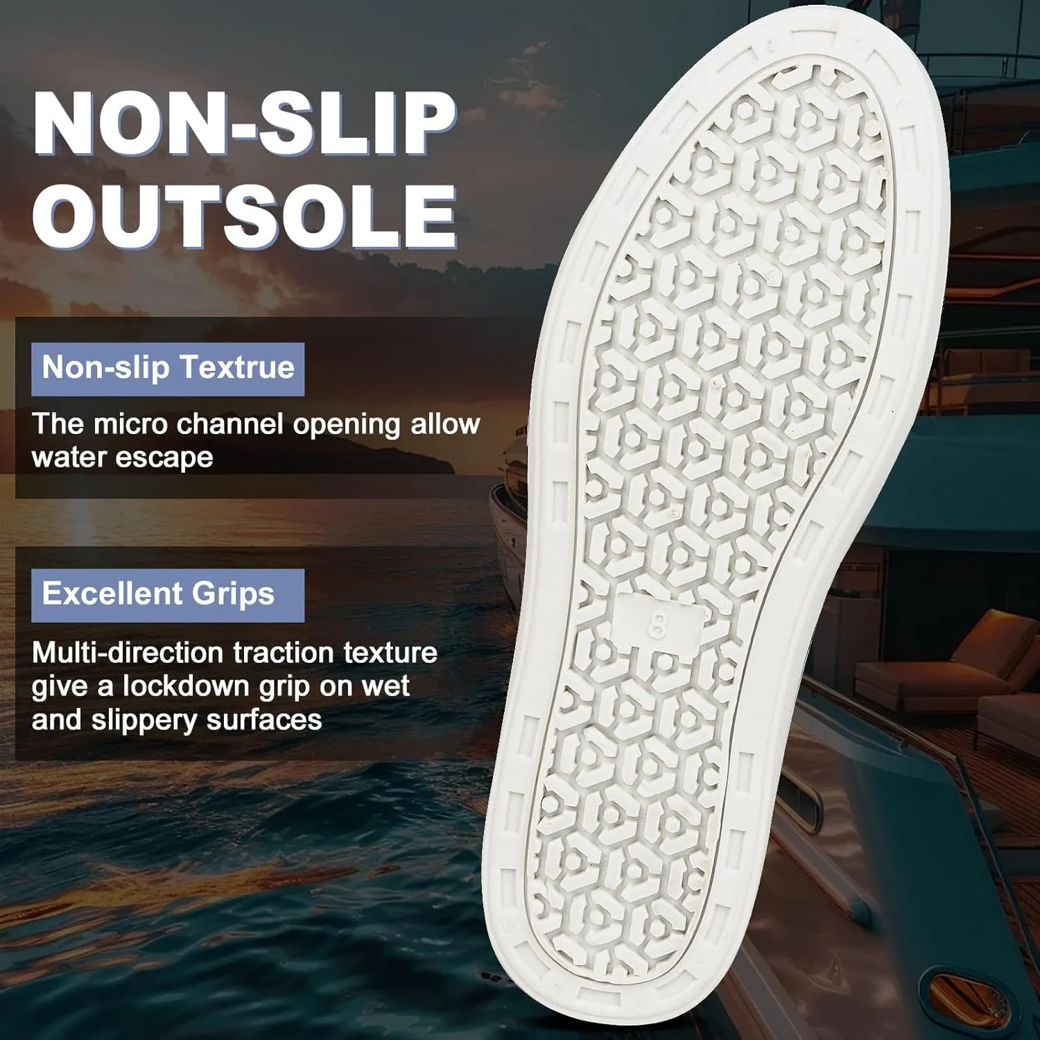 Showave Men's Deck Boots Waterproof Ankle Rubber Rain Boots for Boating Sailing Fishing