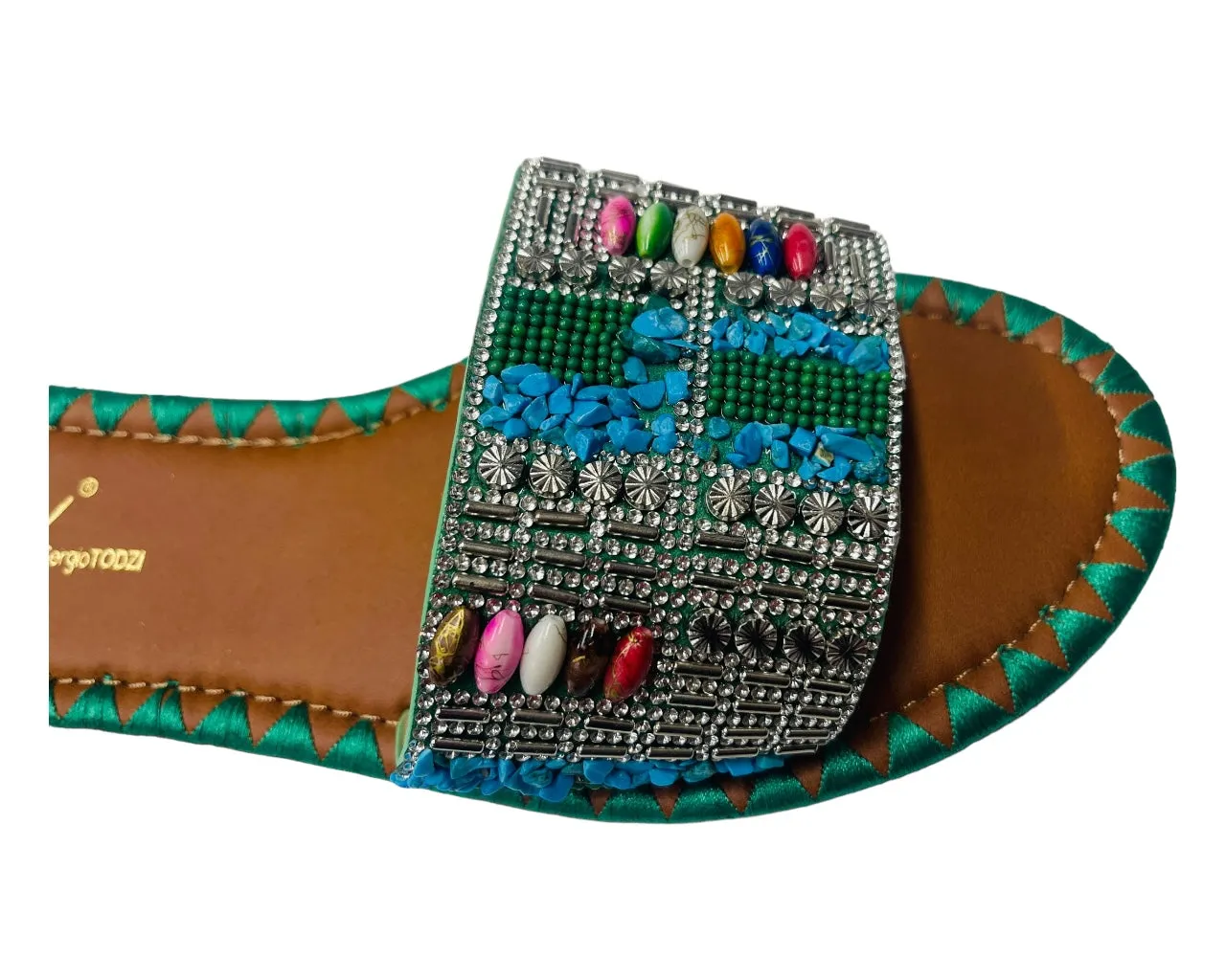 Smart Flat Jewelled Comfy Sliders