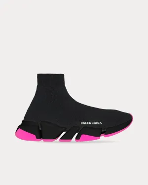 Speed 2.0 Recycled Knit Clear Sole Black / Neon Pink High Top Sneakers