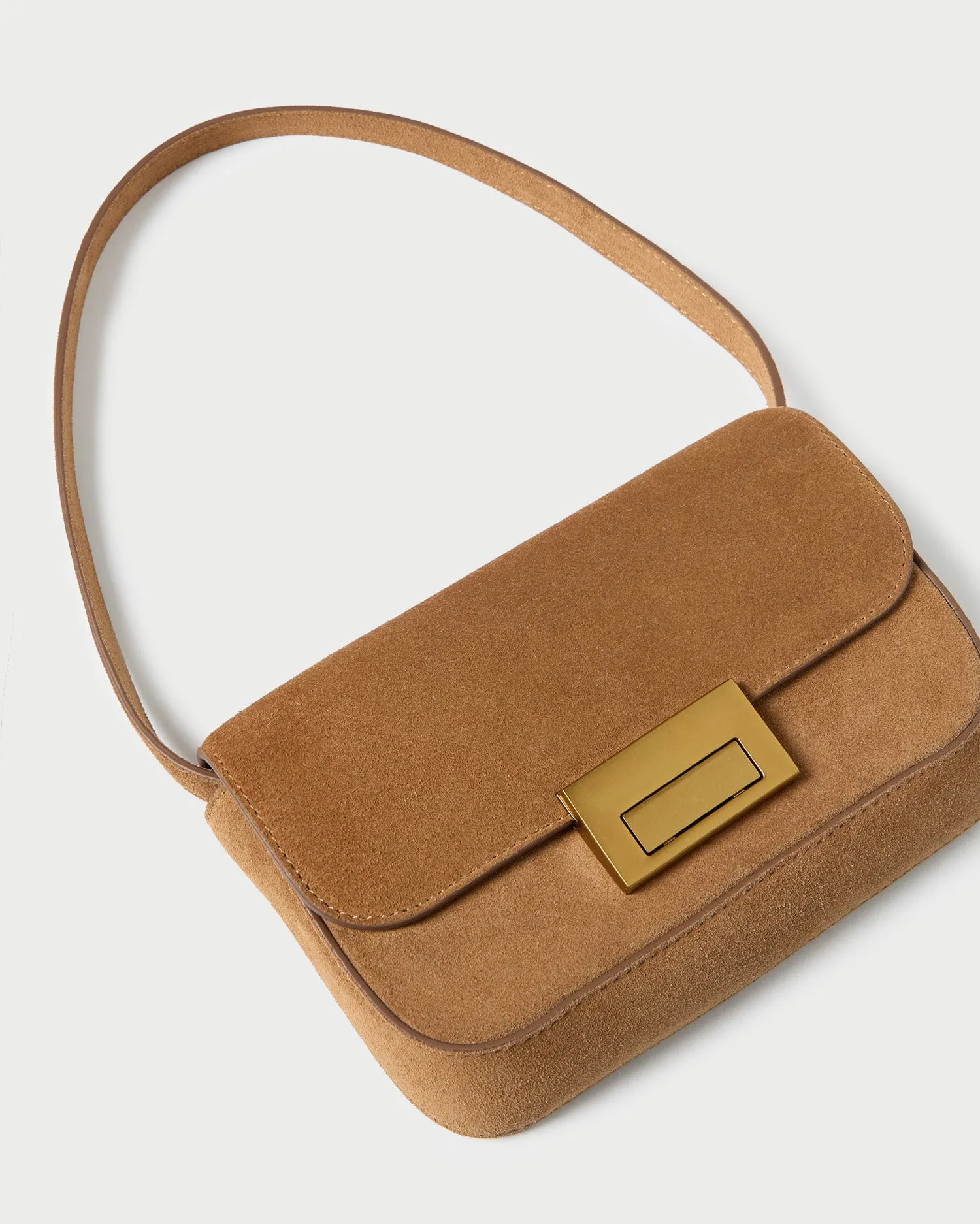 Stefania Toffee Suede Baguette Bag
