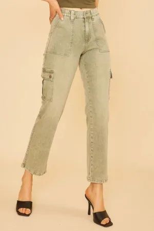 Straight Leg Jeans In Sage