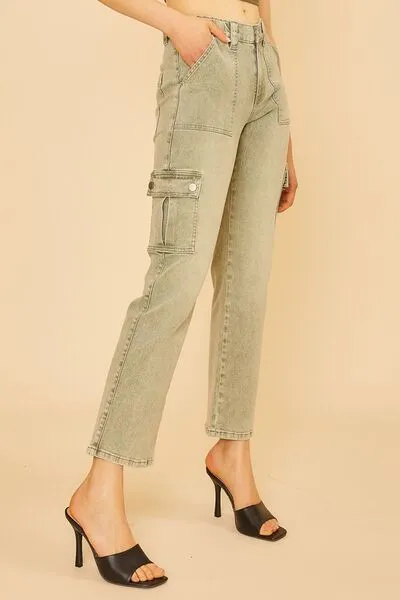 Straight Leg Jeans In Sage