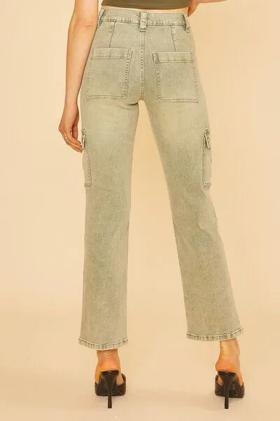 Straight Leg Jeans In Sage