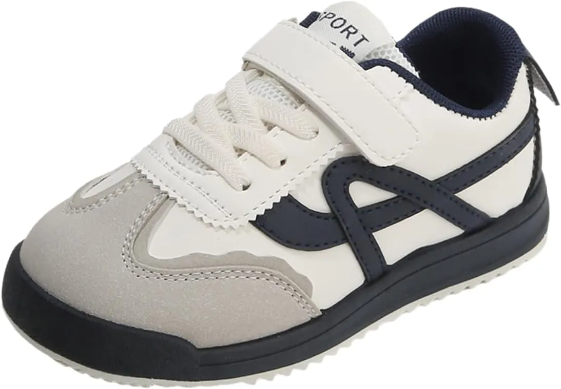 Toddler Sneakers for Boys and Girls with Hook and Loop Closure, Retro Athletic Walking Shoes, Breathable Lightweight Kids Trainers with Anti-Slip Sole