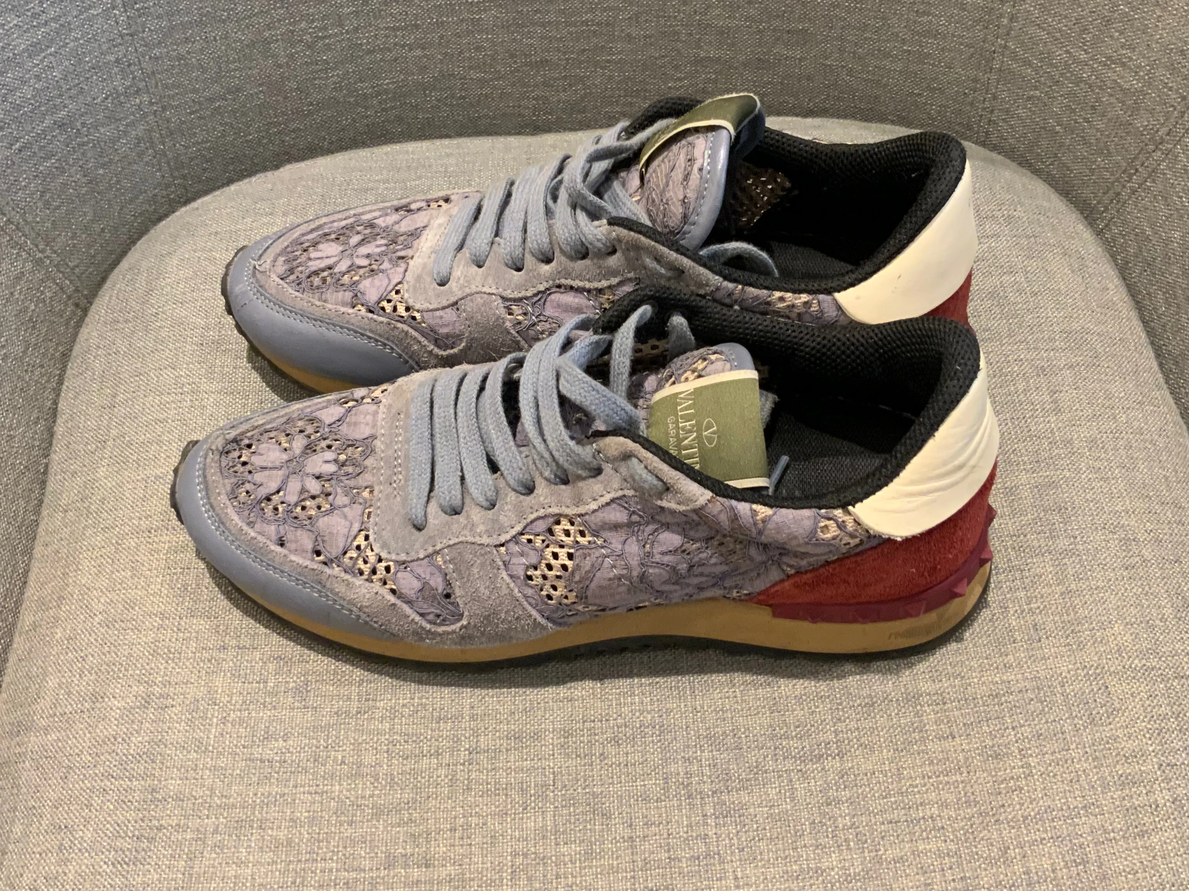 Valentino Rockrunner Lace Suede Printed Sneakers Trainers Size 38 UK 5 US 8 ladies