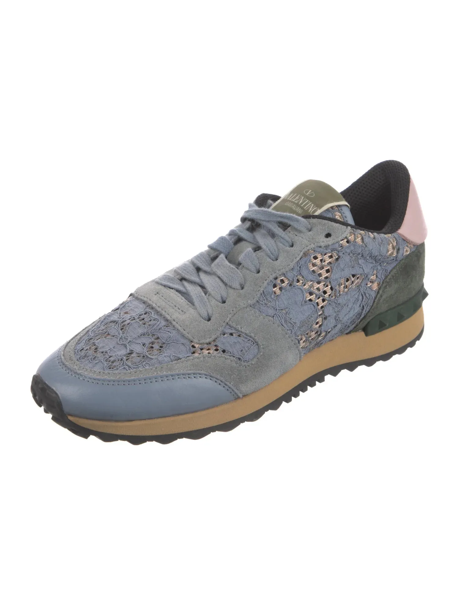 Valentino Rockrunner Lace Suede Printed Sneakers Trainers Size 38 UK 5 US 8 ladies