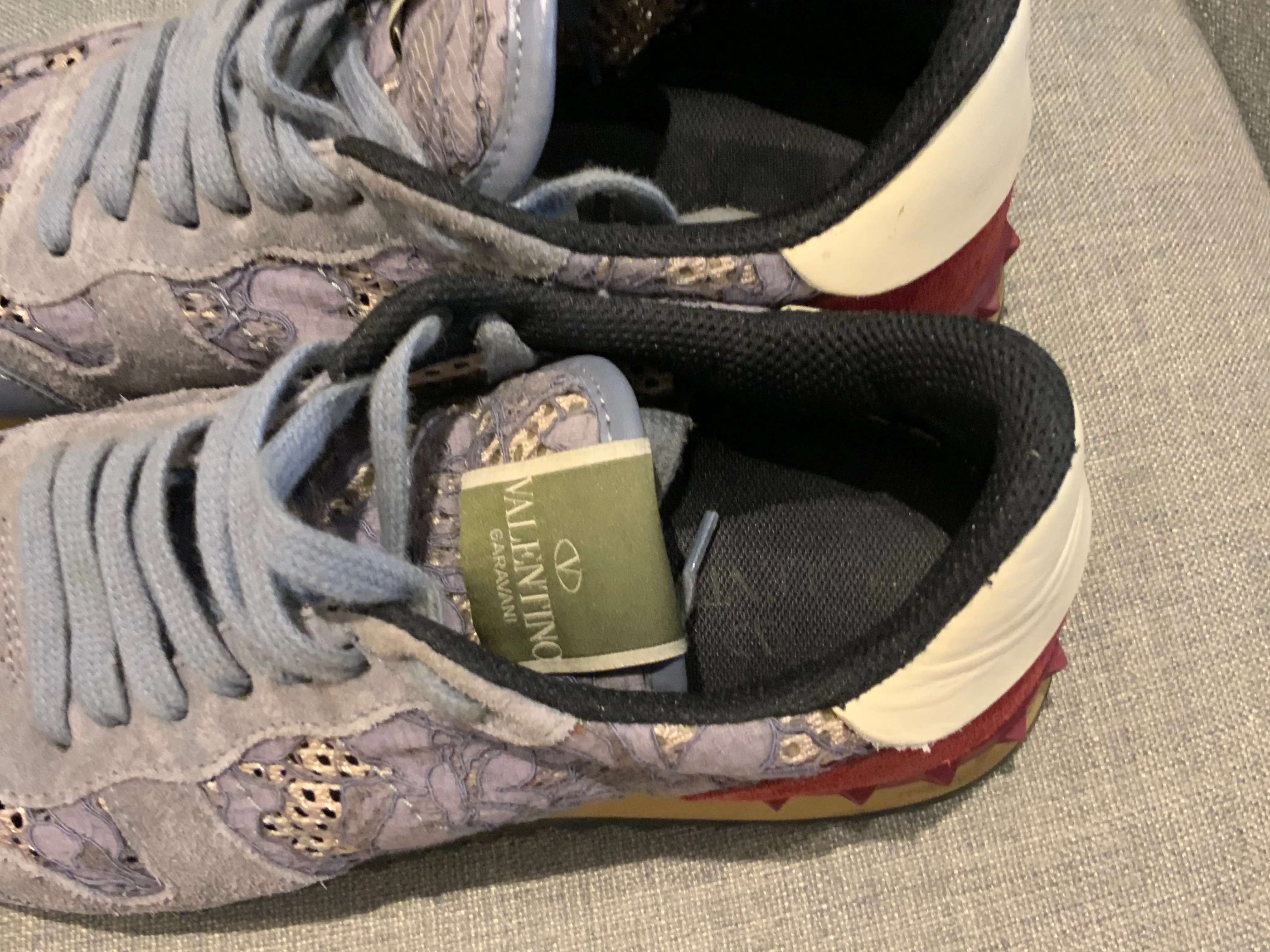 Valentino Rockrunner Lace Suede Printed Sneakers Trainers Size 38 UK 5 US 8 ladies