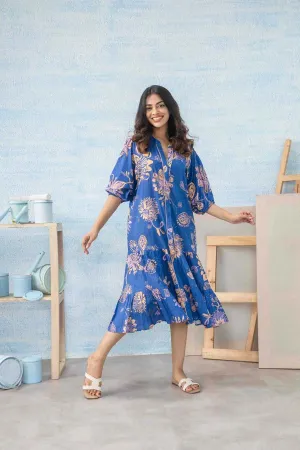 Vidari Midi Dress (Crazy For Blue)
