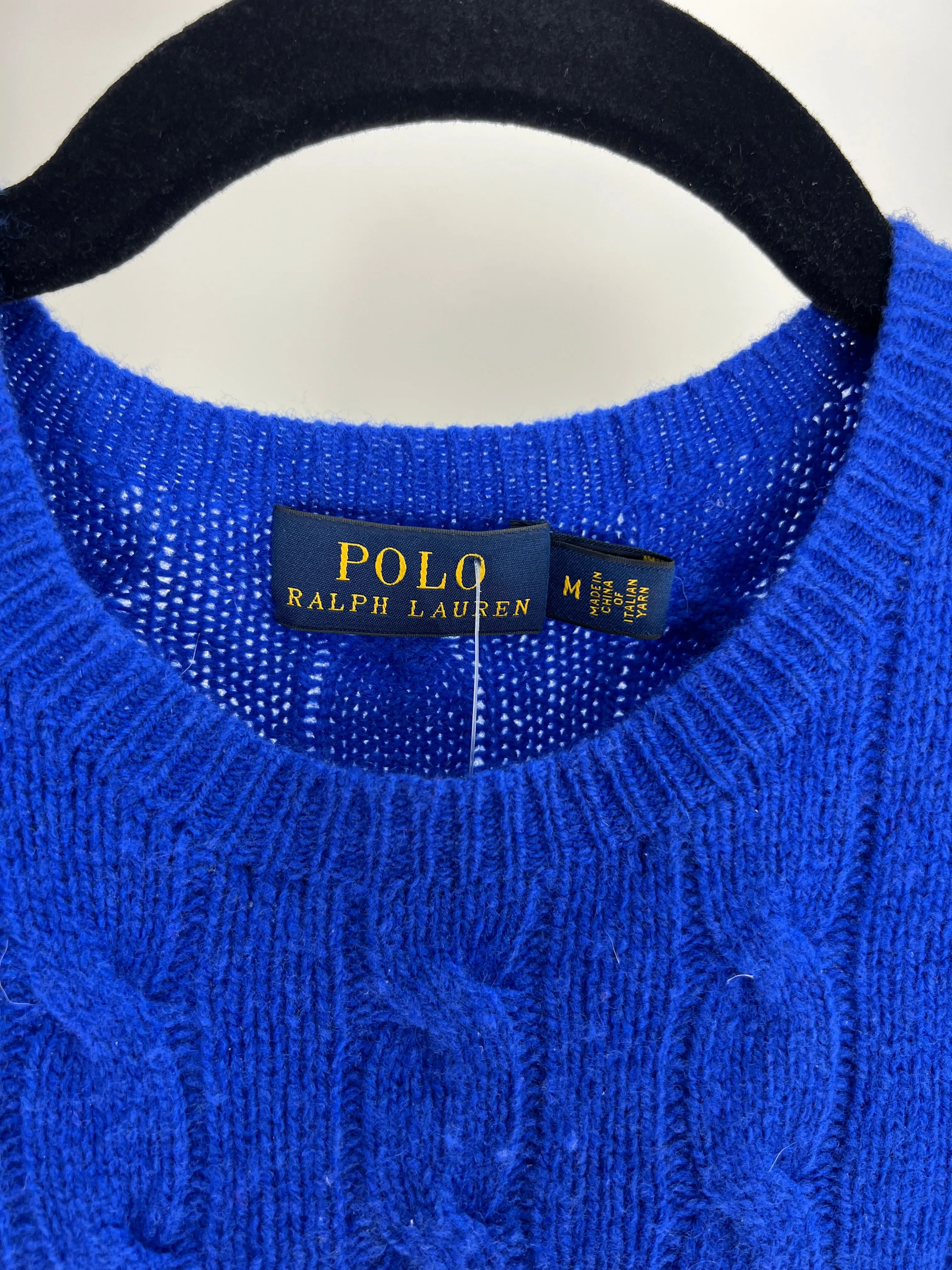 VINTAGE COBALT BLUE RALPH LAUREN CABLE KNIT SWEATER
