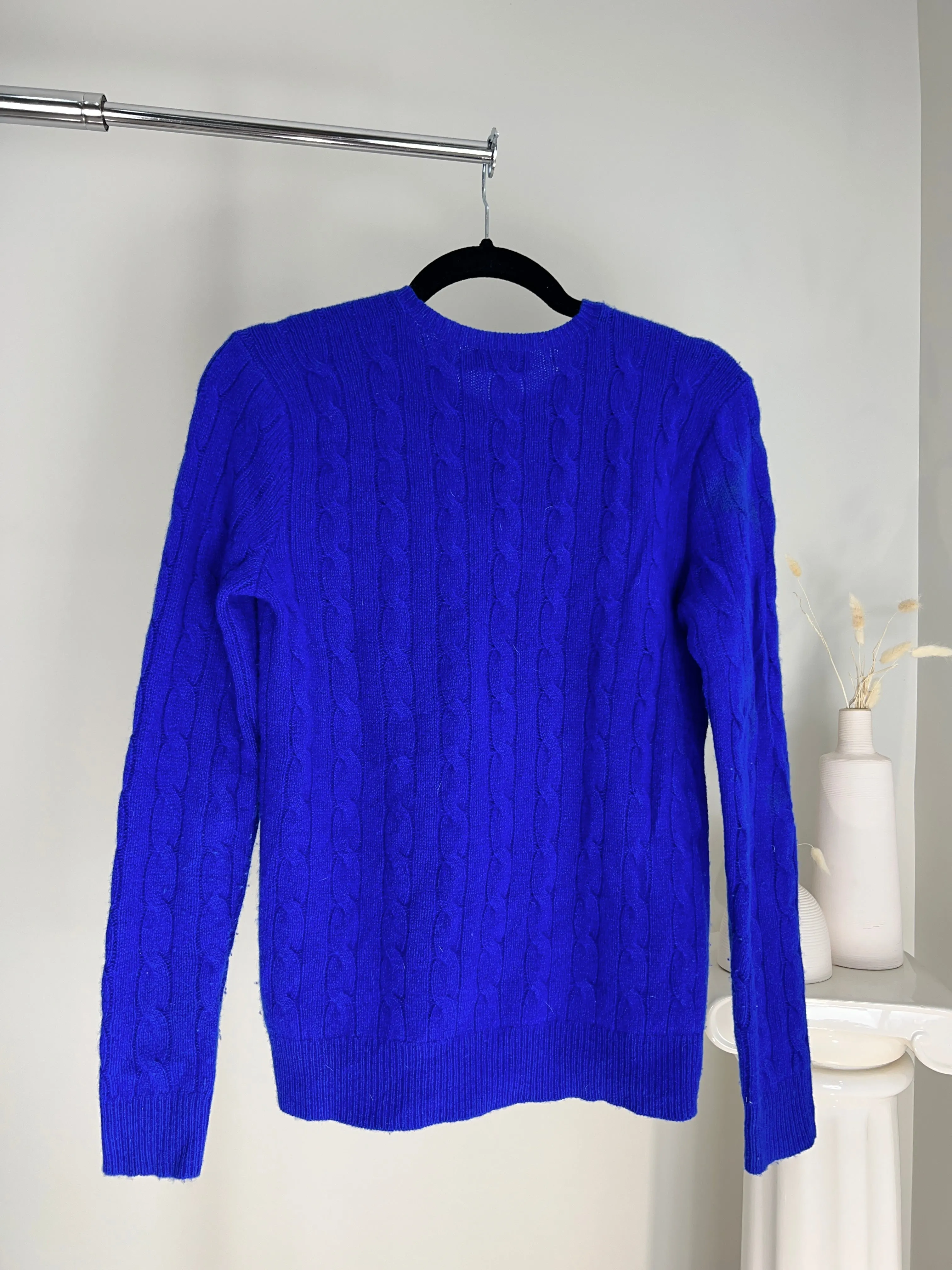 VINTAGE COBALT BLUE RALPH LAUREN CABLE KNIT SWEATER