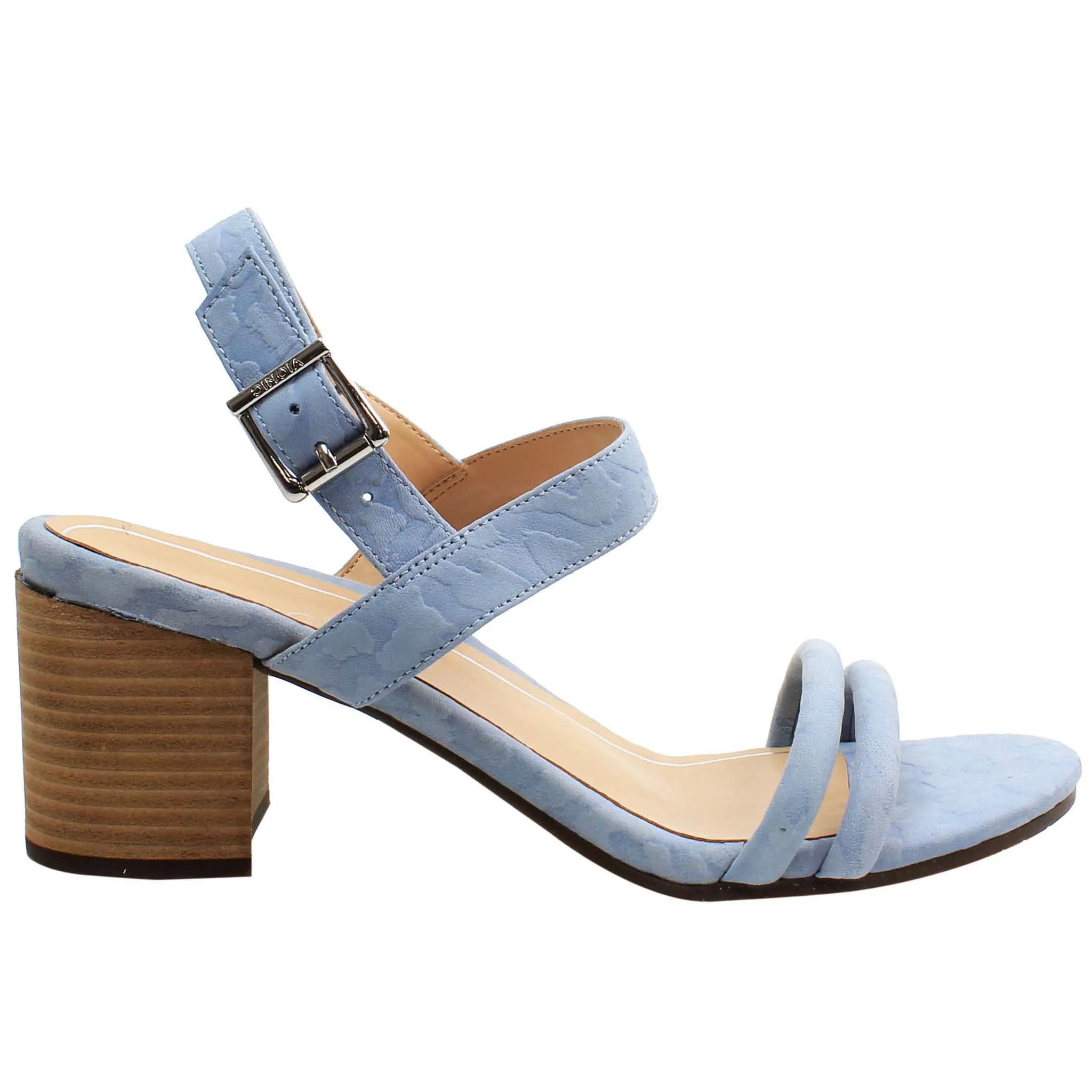 Vionic Paula Embossed Womens Blue Heeled Sandals