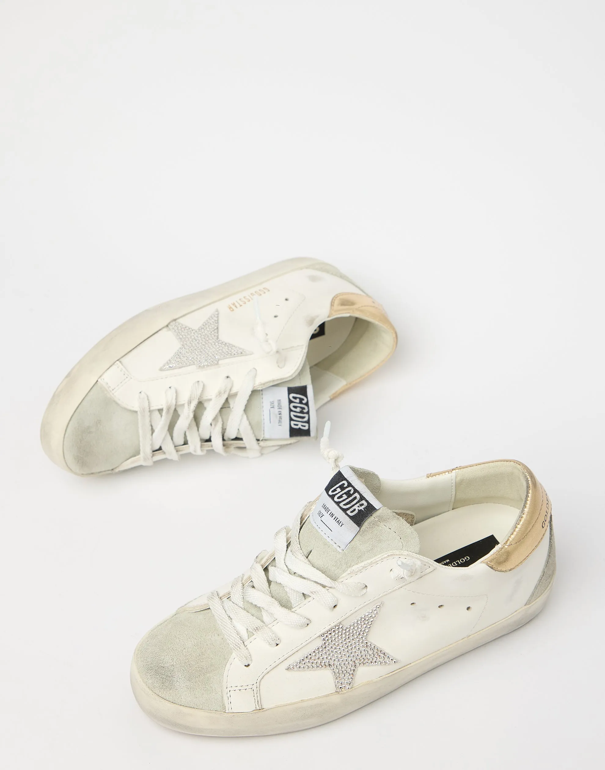 White & Swarovski® Crystal Superstar Sneakers