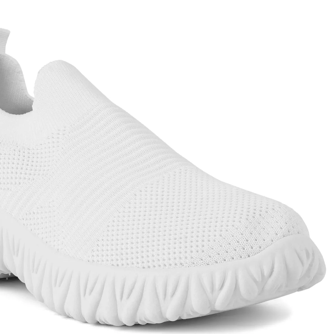 White Fair Play Knitted Chunky Running Sneakers