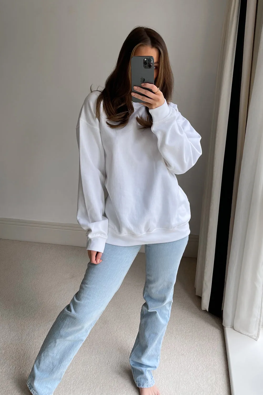 White Slogan Oversized Jumper