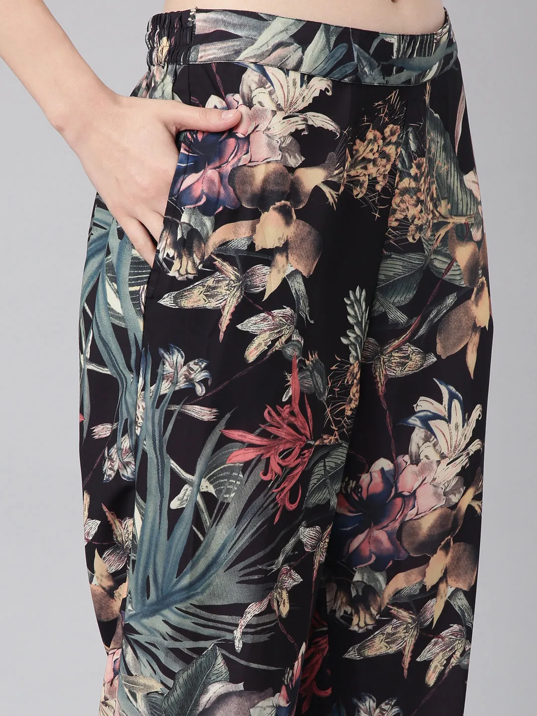Women Black Printed Co-Ords