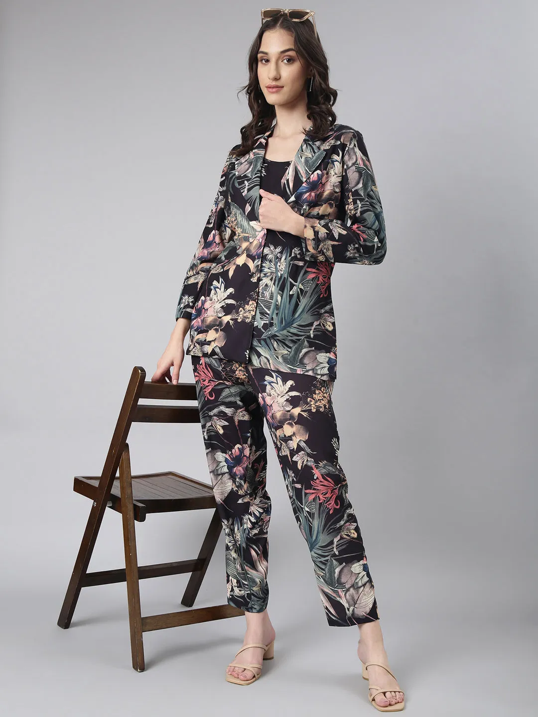 Women Black Printed Co-Ords