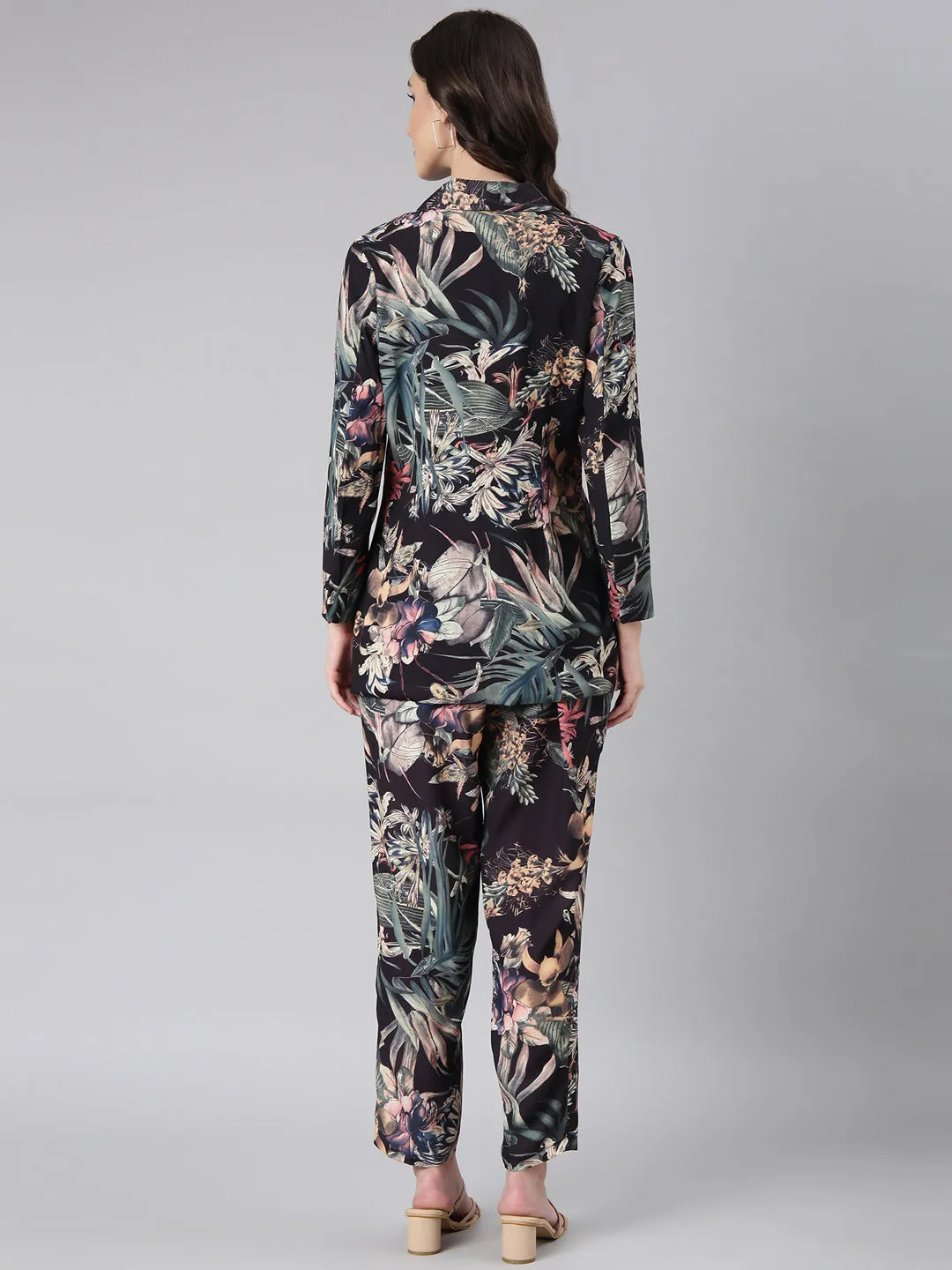 Women Black Printed Co-Ords