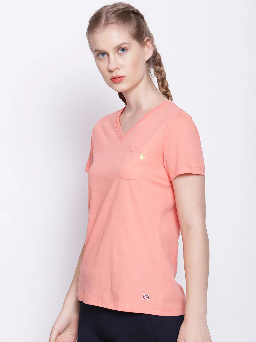 Womens Premium Cotton Solid V- Neck Half Sleeve T-Shirts