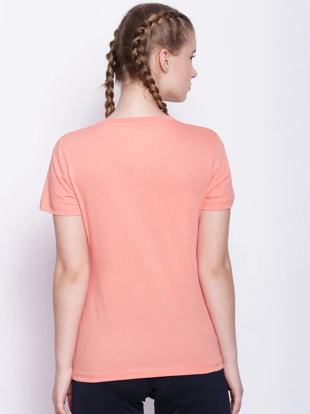 Womens Premium Cotton Solid V- Neck Half Sleeve T-Shirts