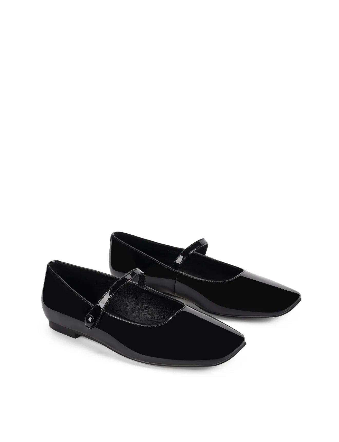 Xandria Square Toe Ballets - Black Patent Leather